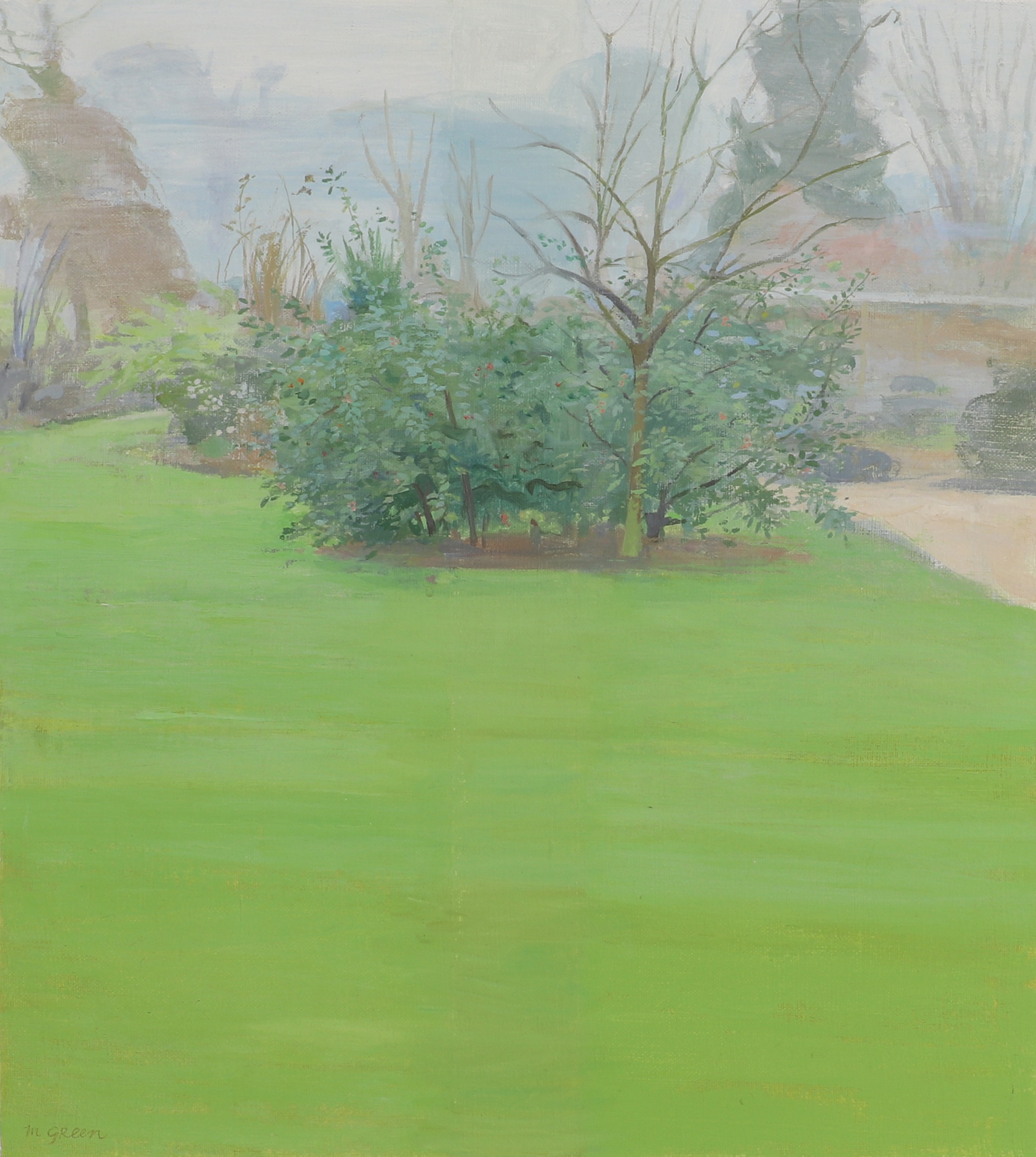 Margaret Green (1925-2003) A view of a garden, possibly the artist's home near Stowmarket in Suffolk (£300-400)